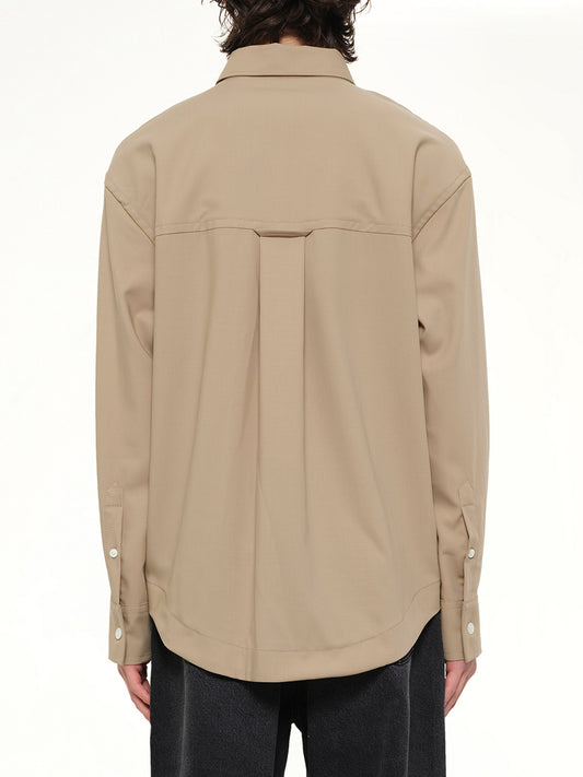 Embossed ADC Shirt in Beige Taupe