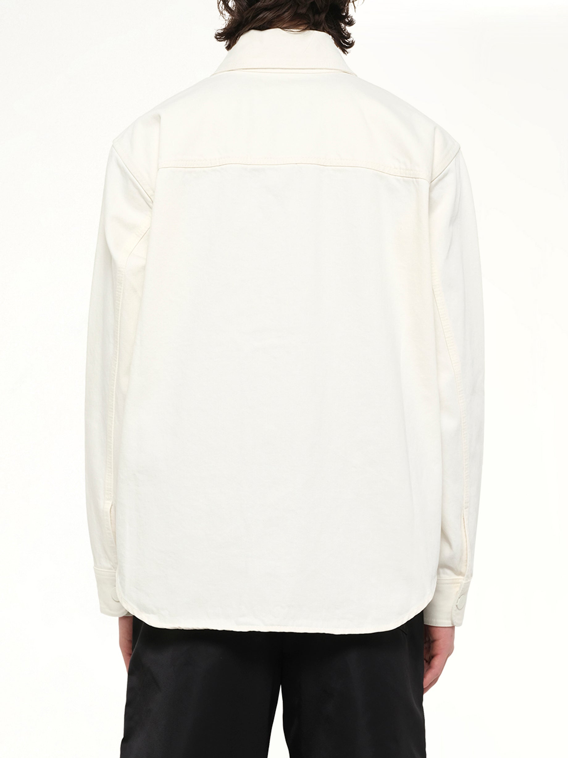 AMI PARIS Knitted ADC Overshirt in Off White Back View from MARAIS