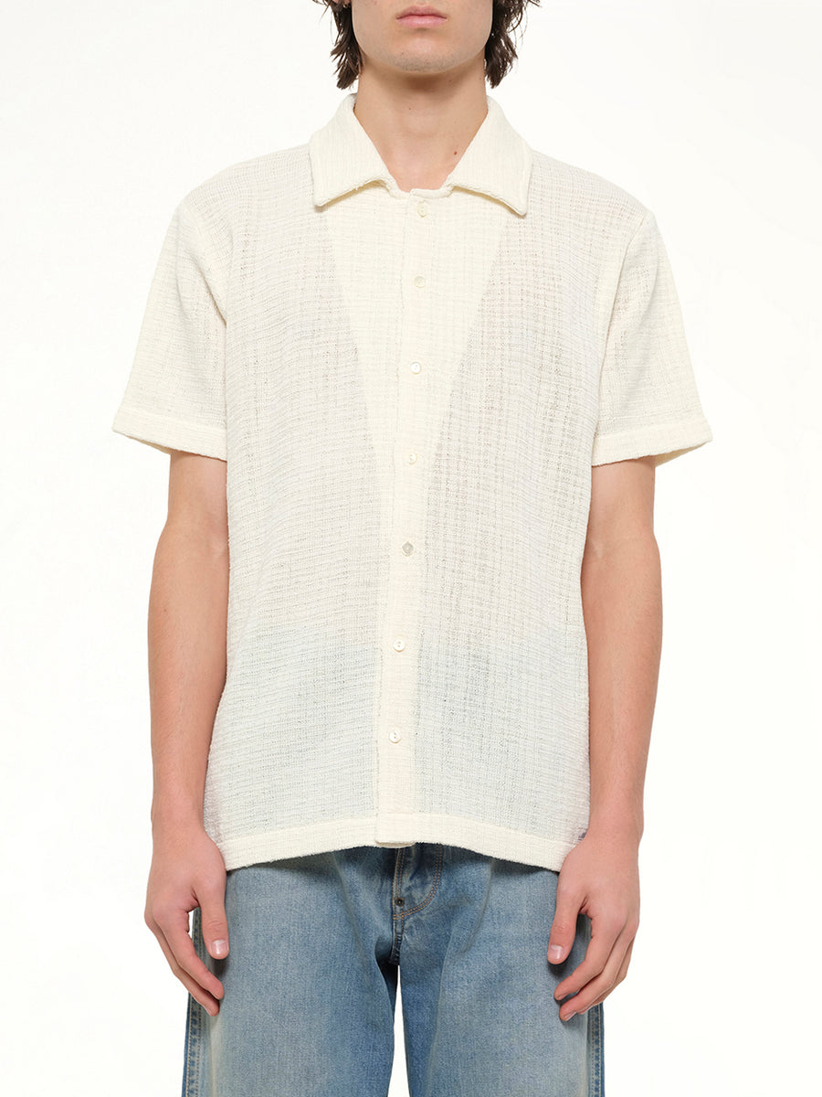 Linen Short Sleeve Shirt in Off White