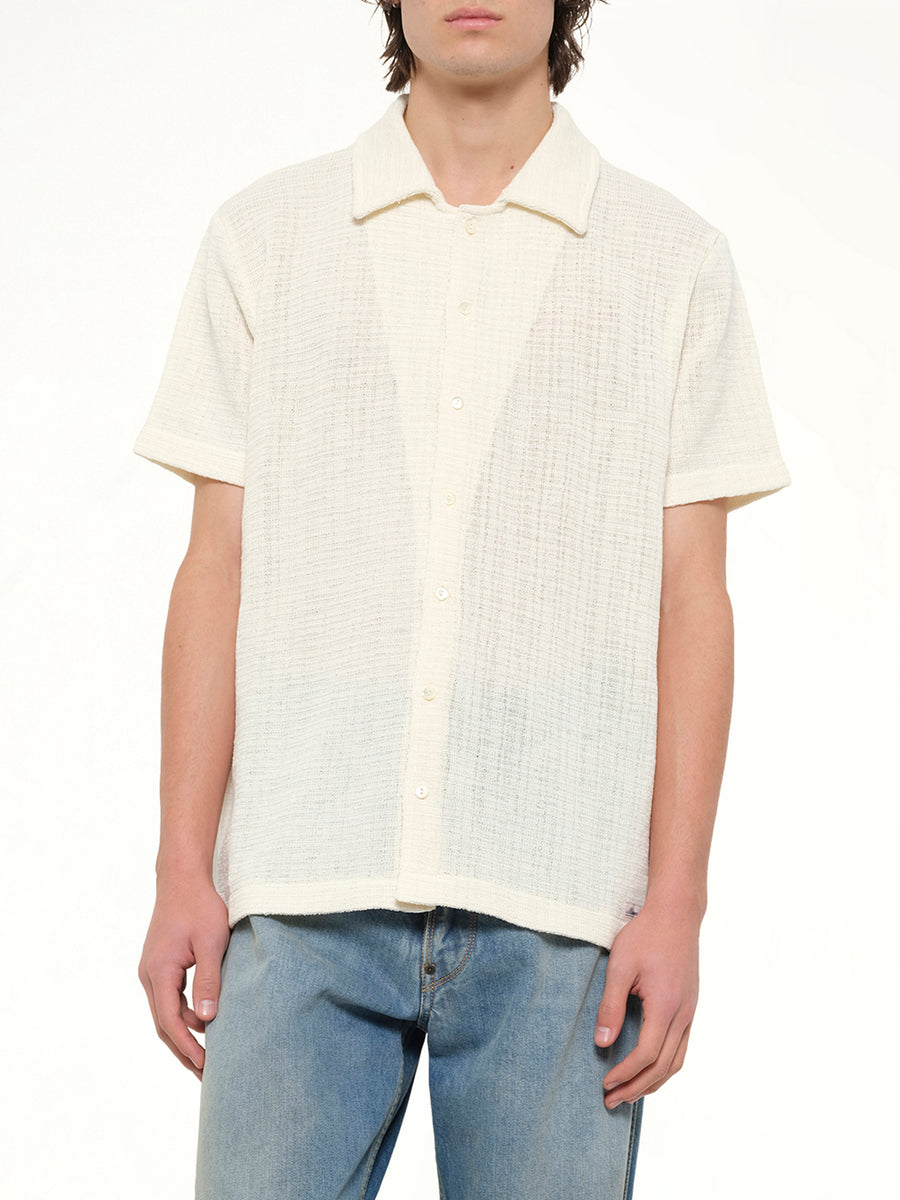 Linen Short Sleeve Shirt in Off White