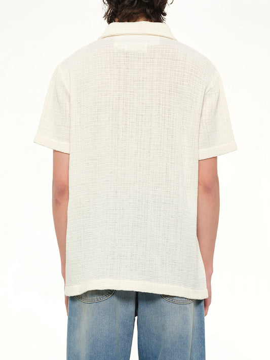 Linen Short Sleeve Shirt in Off White