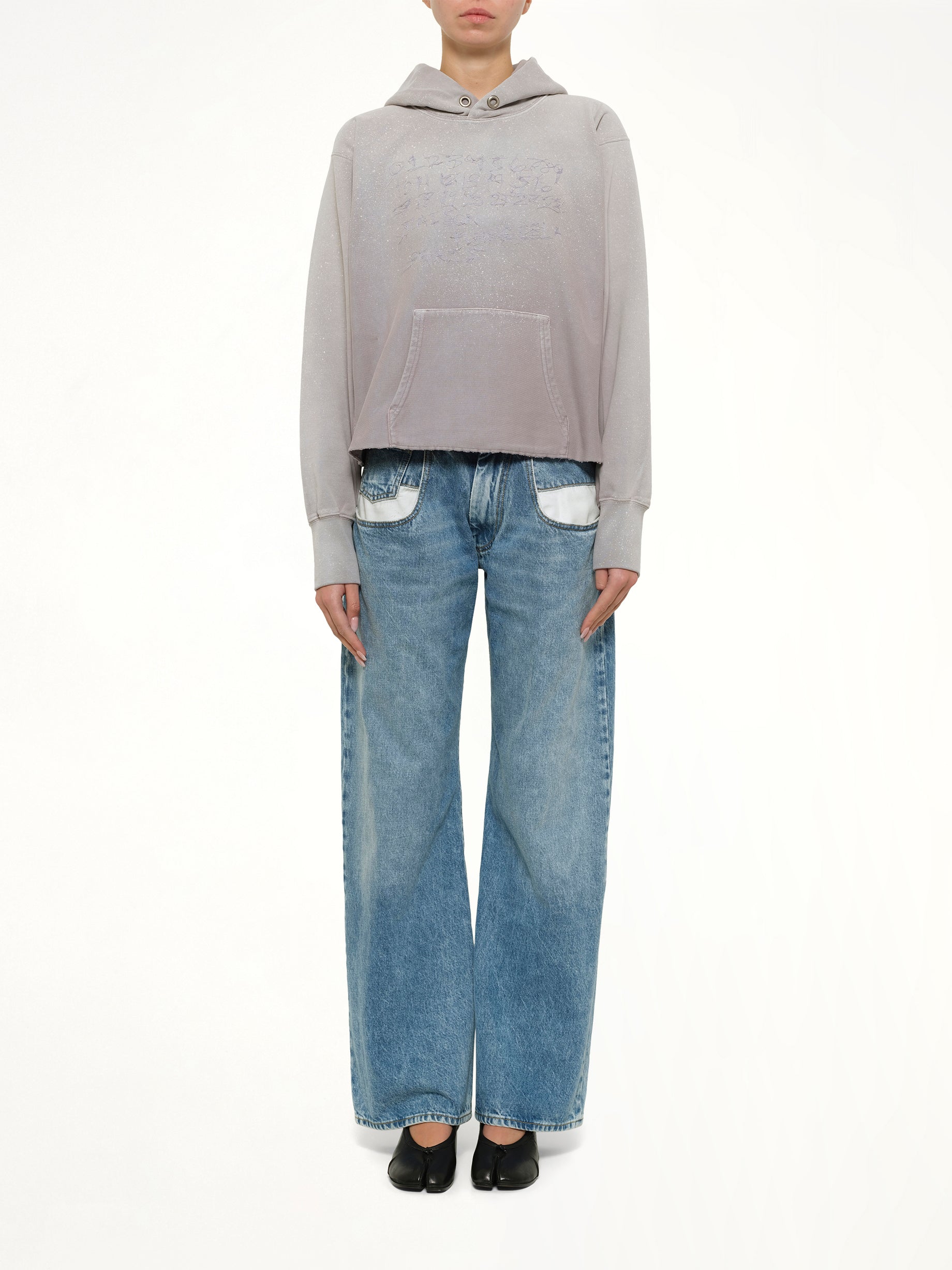MAISON MARGIELA Number Hoodie in Dusty Pink Model View from MARAIS