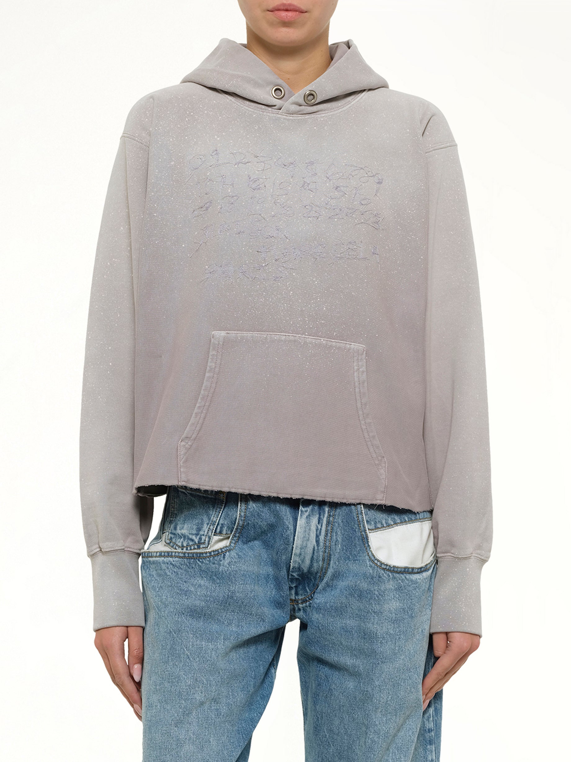 MAISON MARGIELA Number Hoodie in Dusty Pink Detail Shot from MARAIS