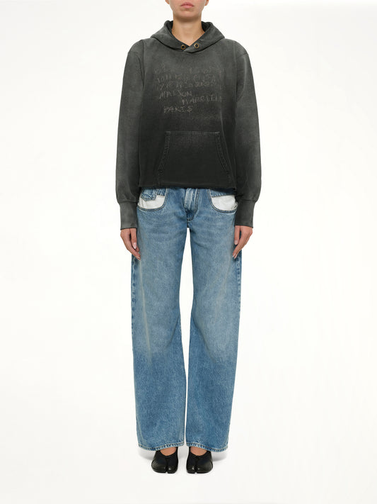 Number Hoodie in Washed Black
