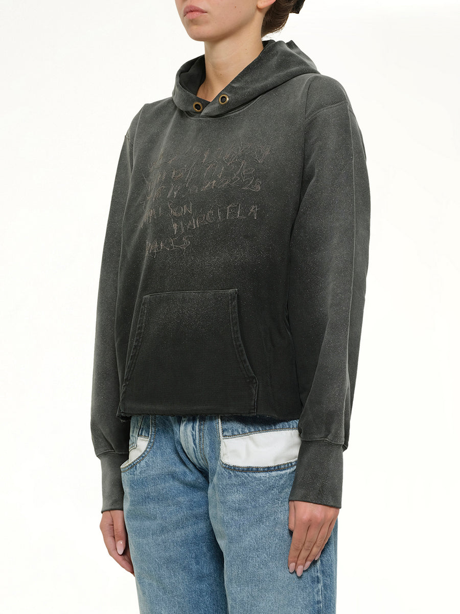 Number Hoodie in Washed Black