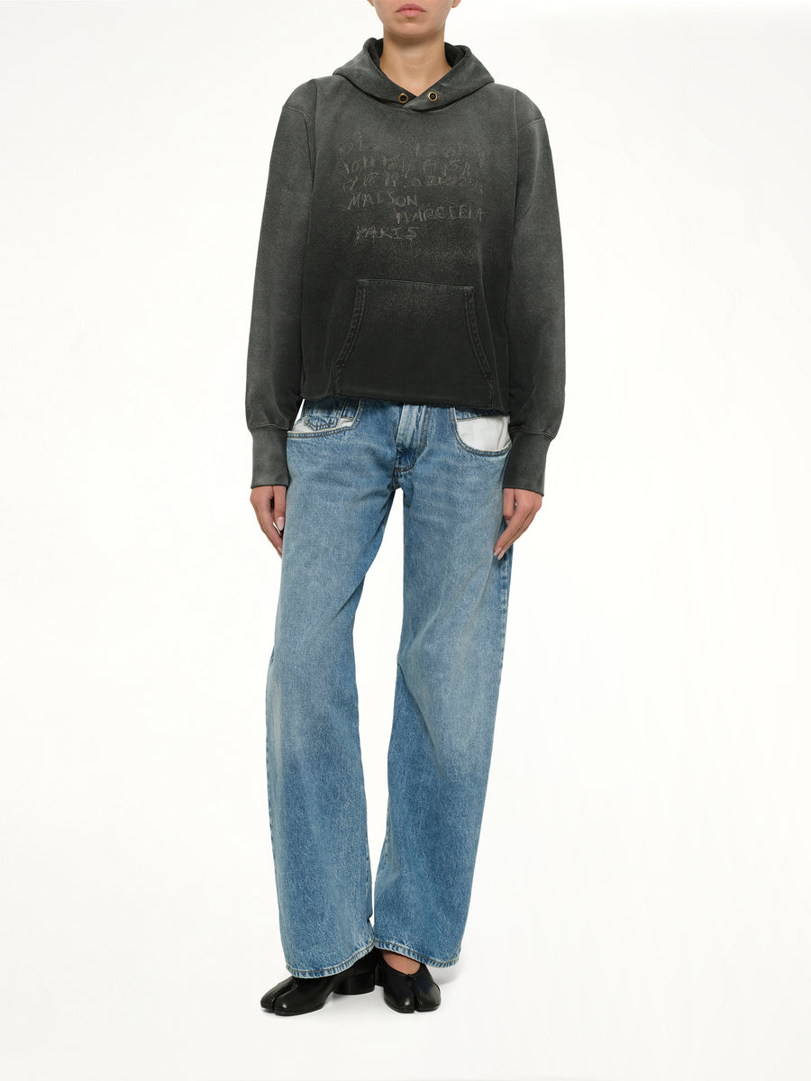Number Hoodie in Washed Black
