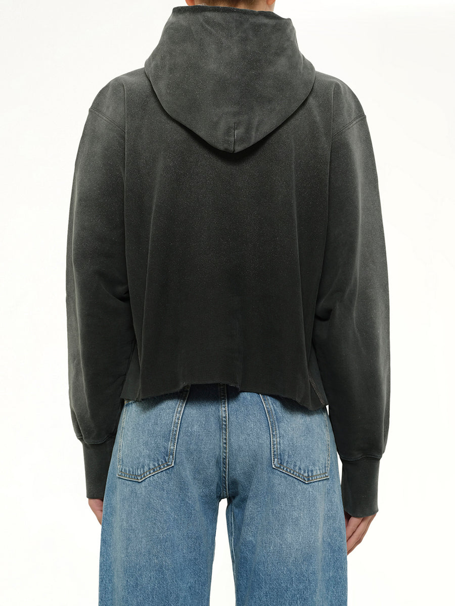 Number Hoodie in Washed Black