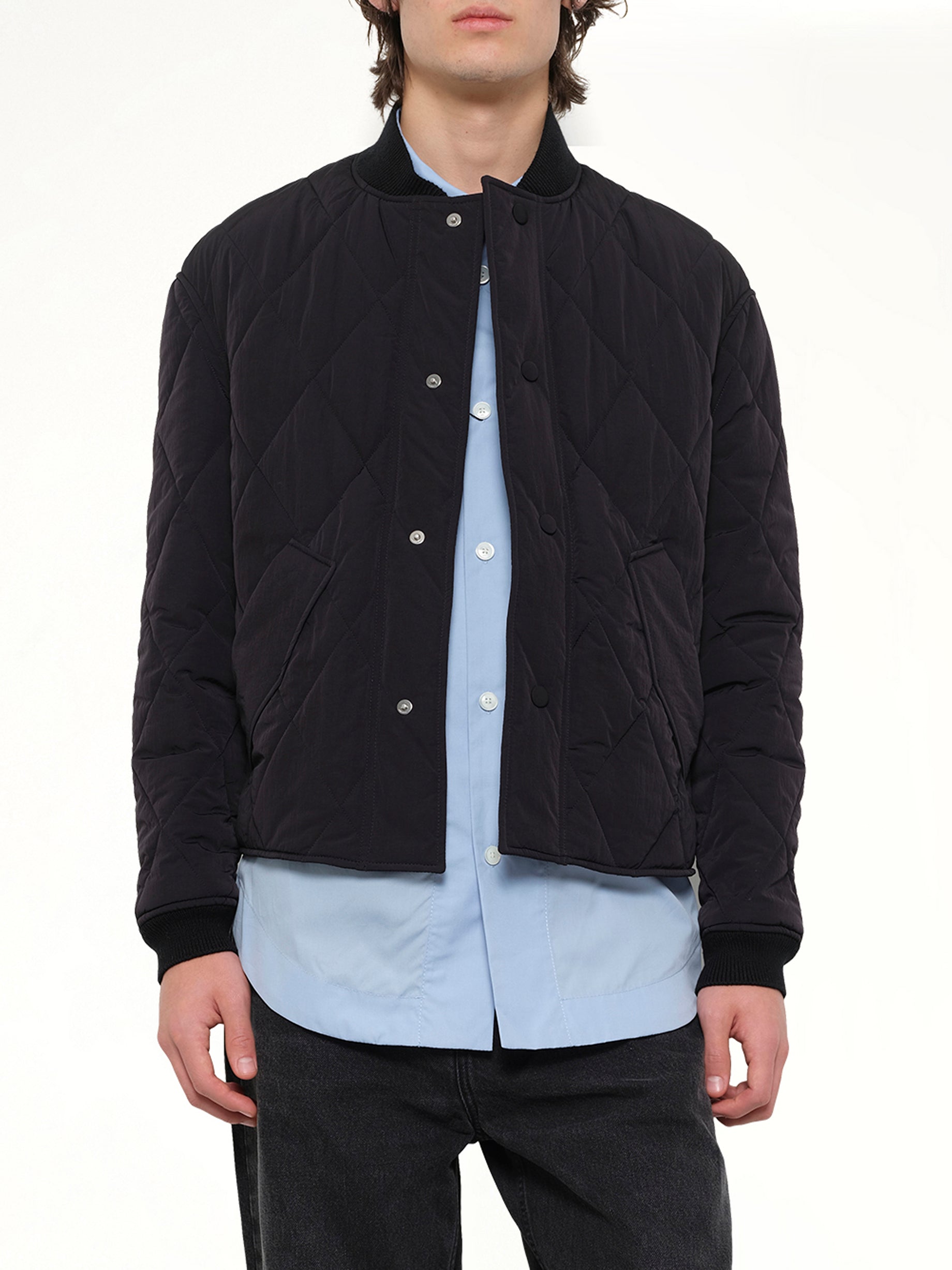 AMI PARIS Padded Jacket in Black Detail Shot from MARAIS