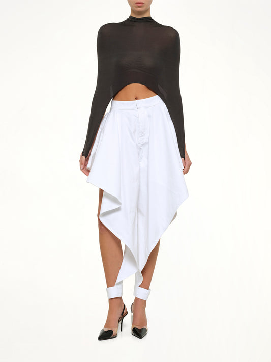 Panelled Pants in White Denim