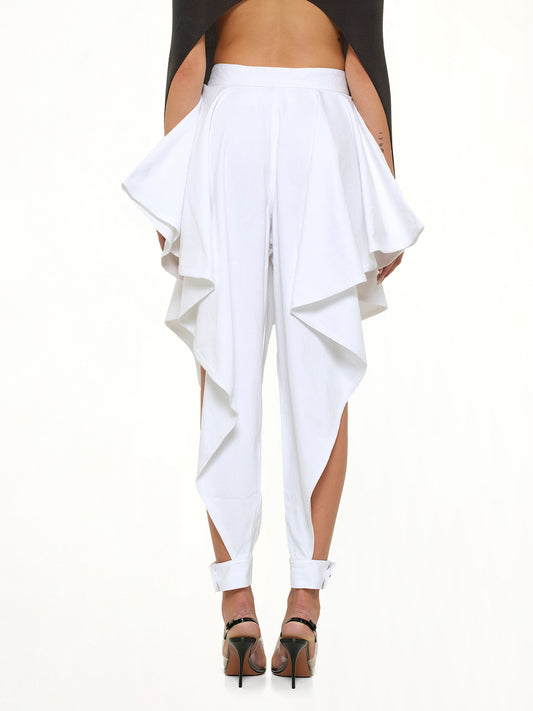 Panelled Pants in White Denim