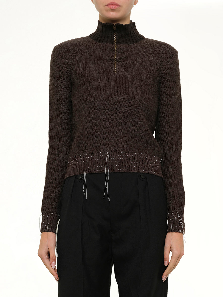 Quarter-Zip Sweater in Brown