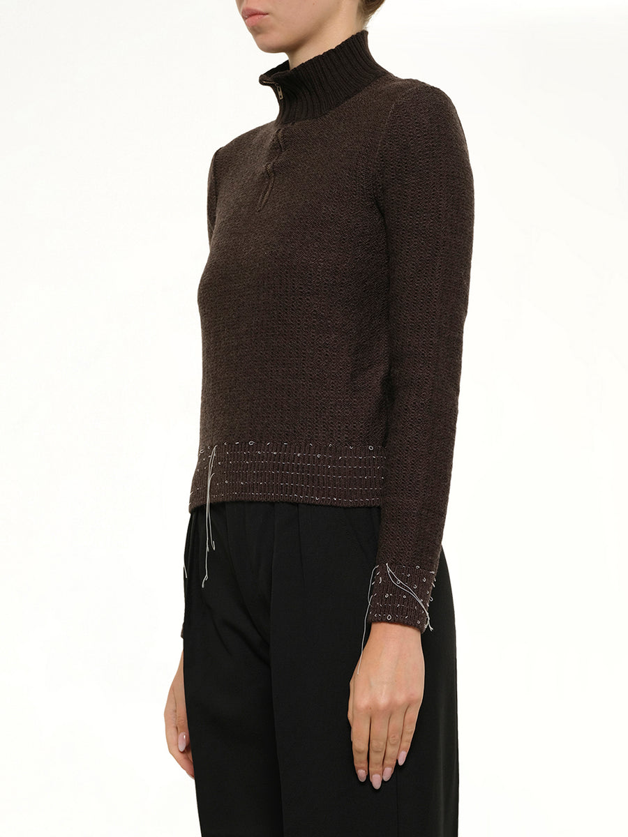 Quarter-Zip Sweater in Brown