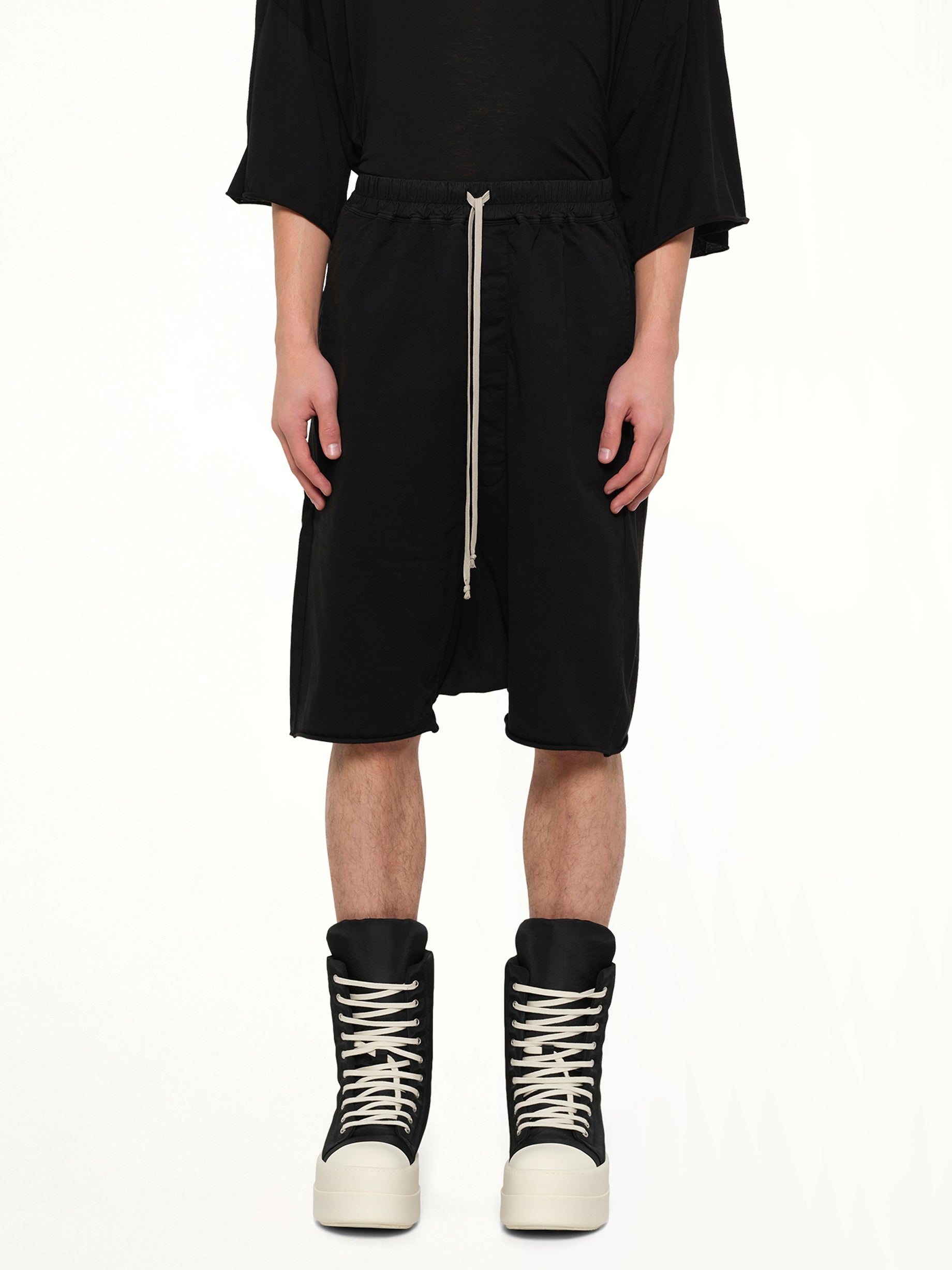 RICK OWENS DRKSHDW , Drawstring Pods in Black Front View from MARAIS
