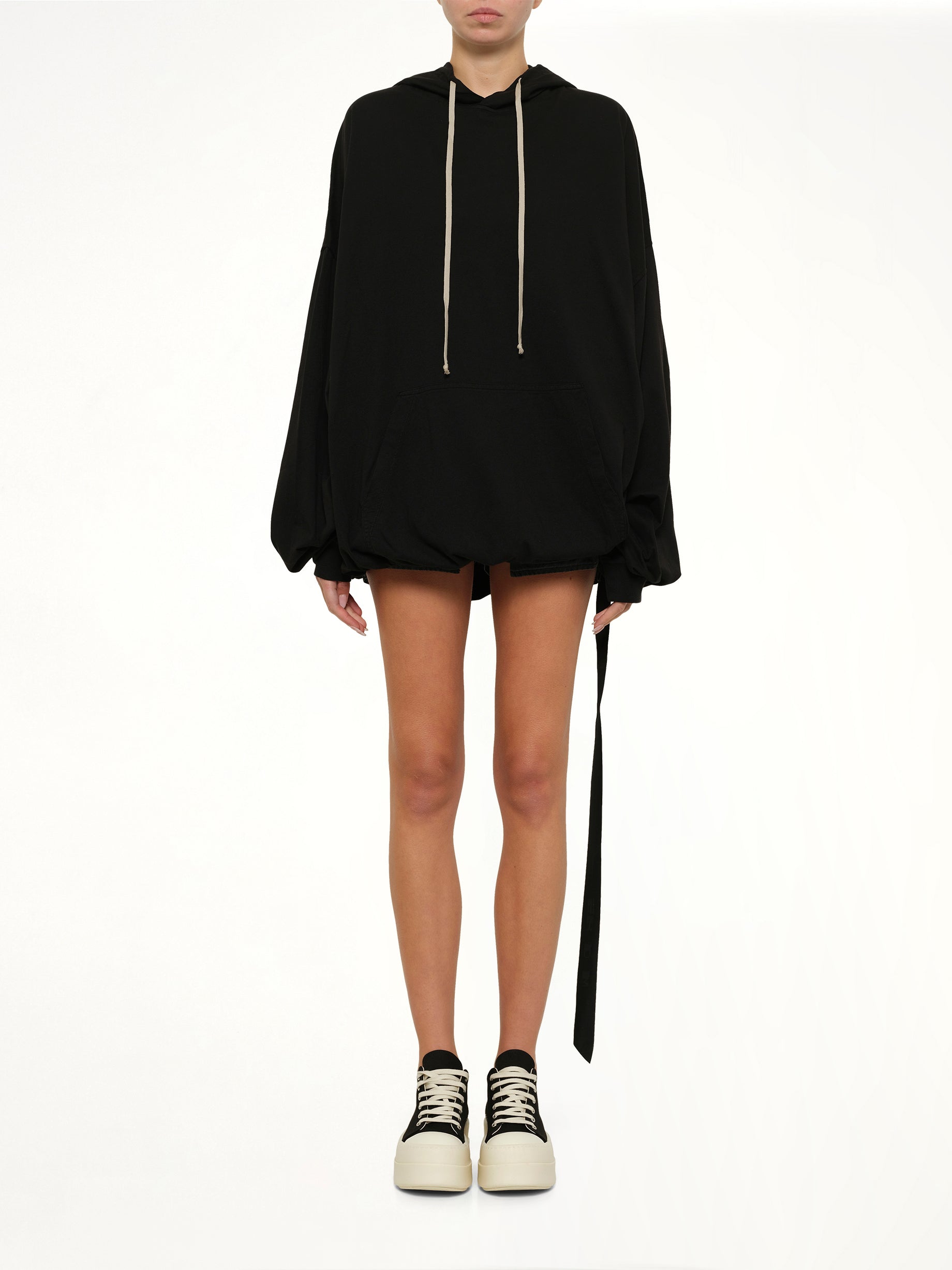RICK OWENS DRKSHDW Hun Hoodie in Black Model View from MARAIS
