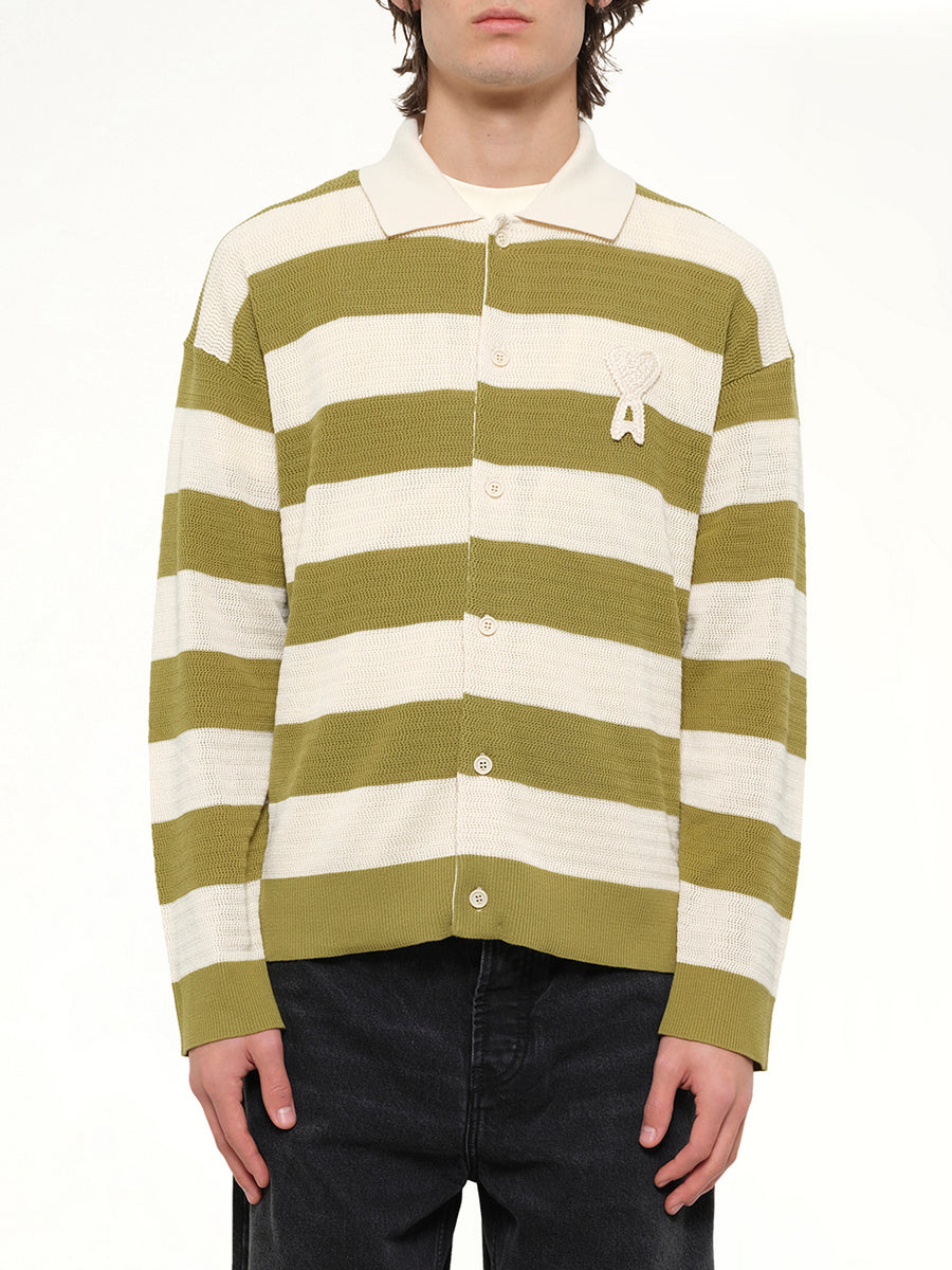 Shirt Collar Cardigan with ADC in Matcha