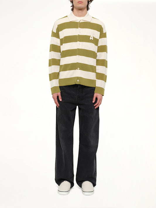 Shirt Collar Cardigan with ADC in Matcha