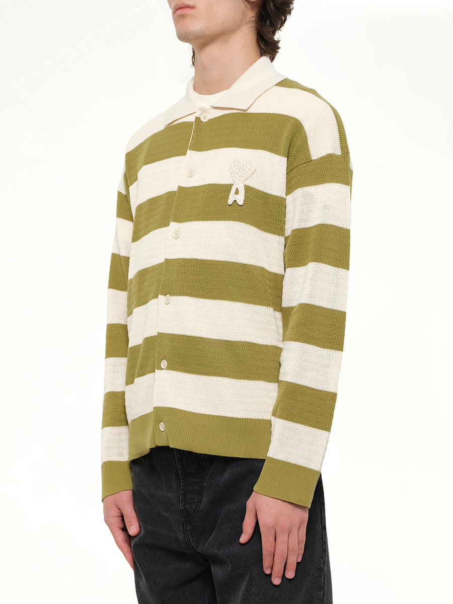 Shirt Collar Cardigan with ADC in Matcha