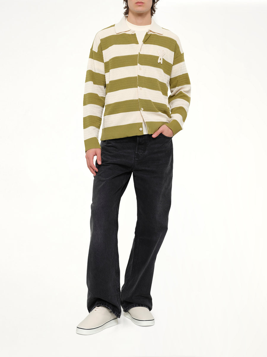Shirt Collar Cardigan with ADC in Matcha