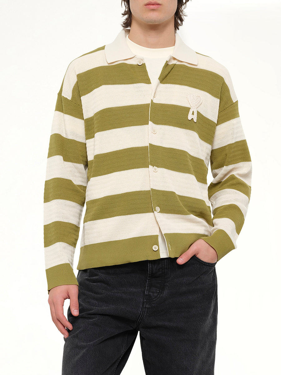 Shirt Collar Cardigan with ADC in Matcha