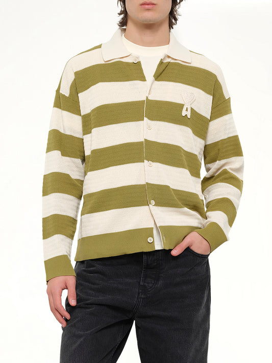Shirt Collar Cardigan with ADC in Matcha