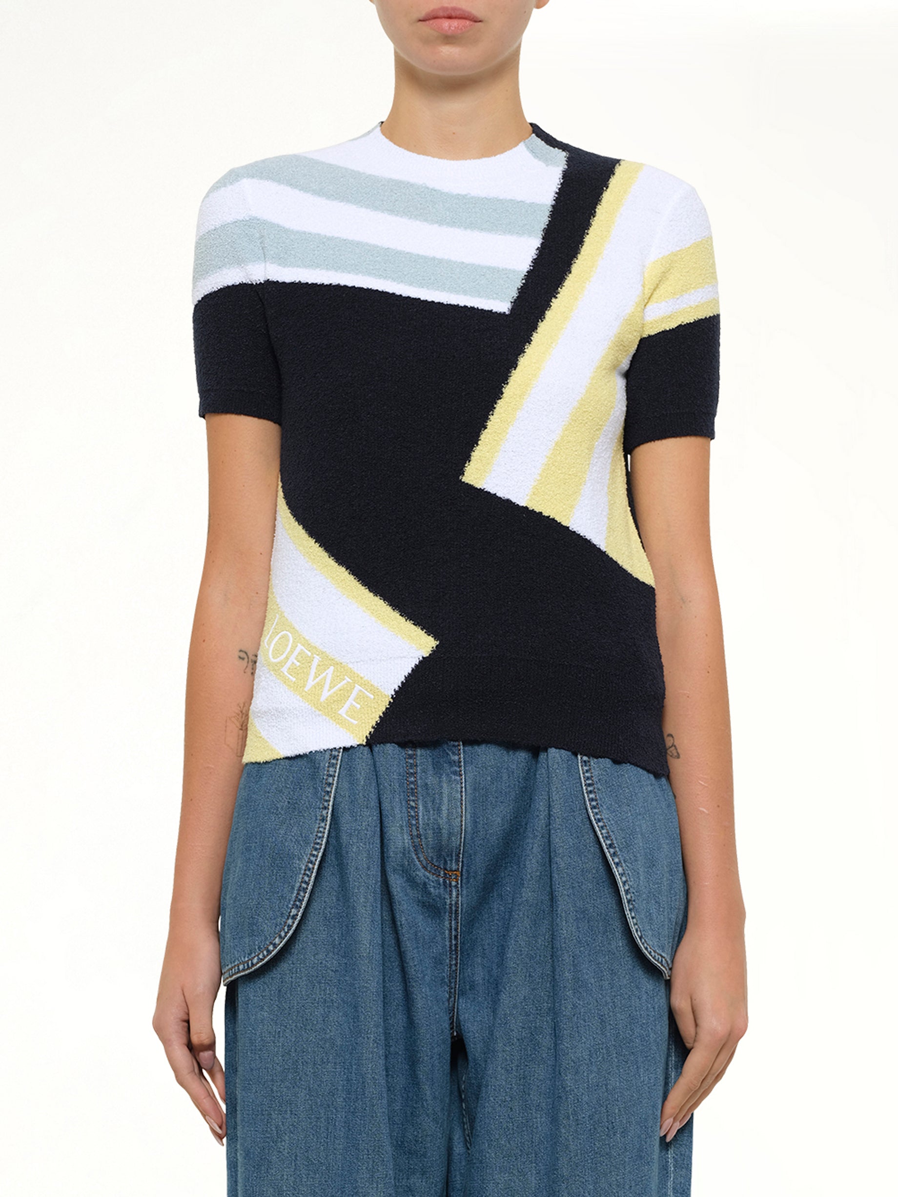 Short Sleeve Sweater in Blue/Multicolor