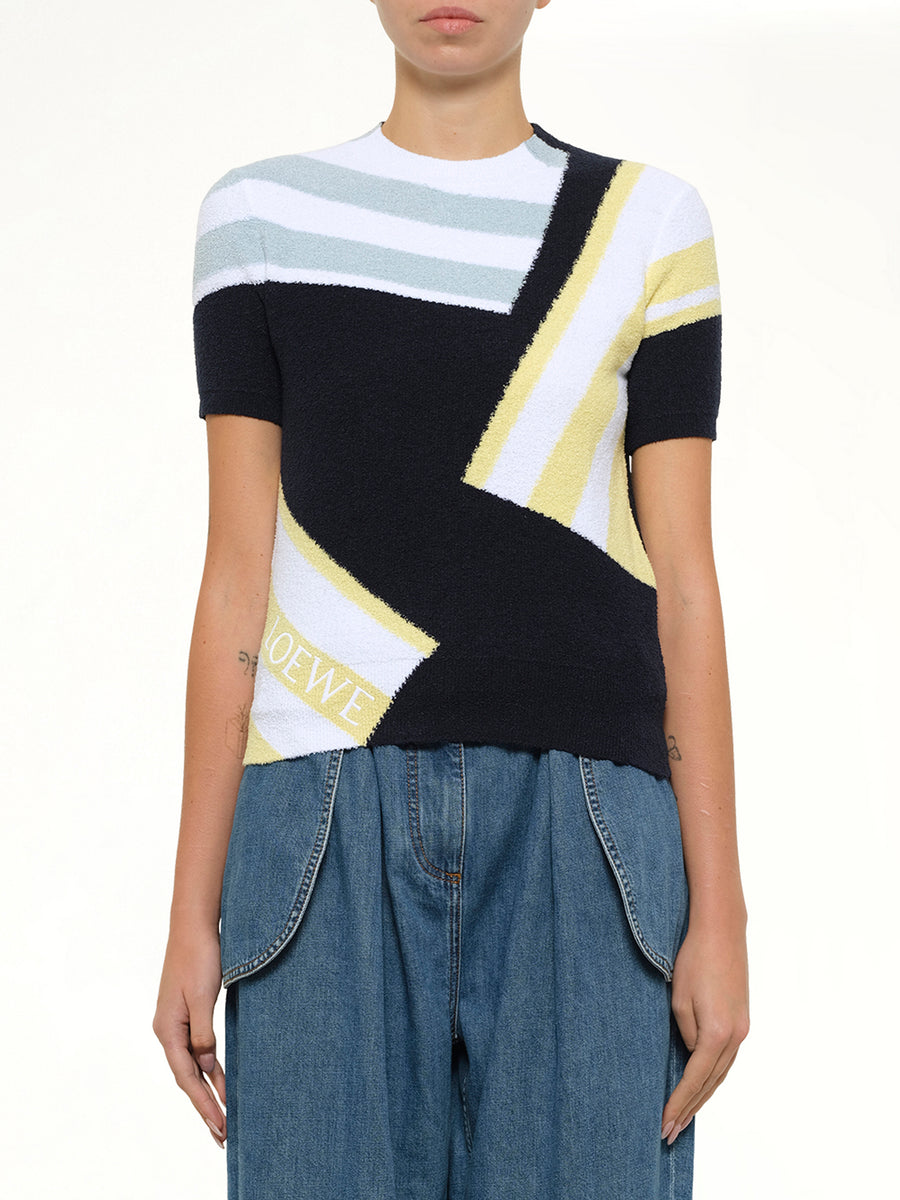 Short Sleeve Sweater in Blue/Multicolor