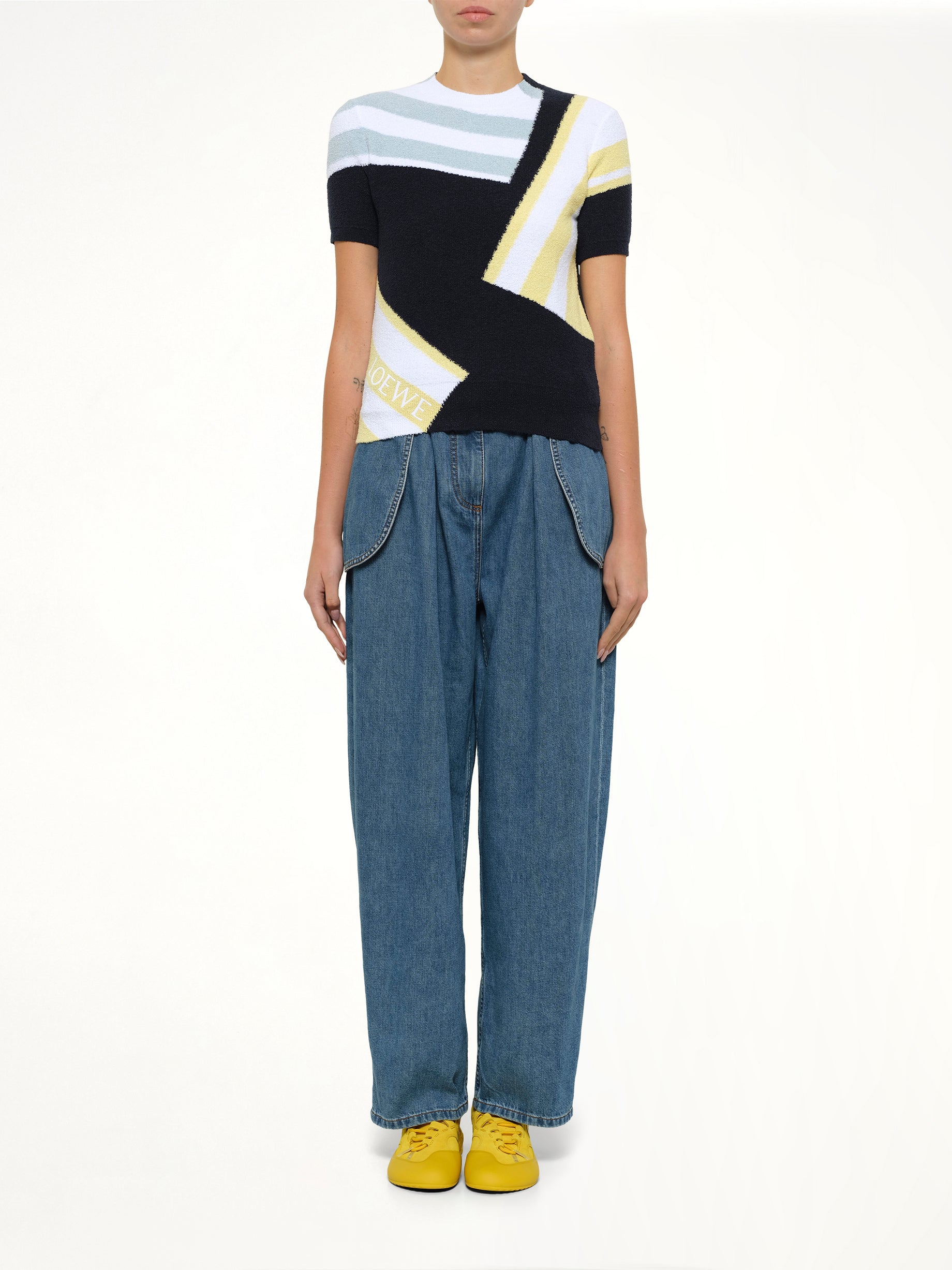 Short Sleeve Sweater in Blue/Multicolor