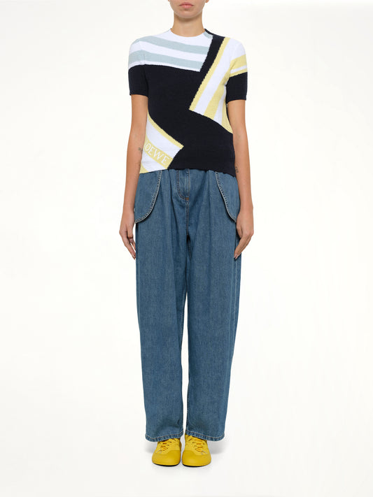Short Sleeve Sweater in Blue/Multicolor