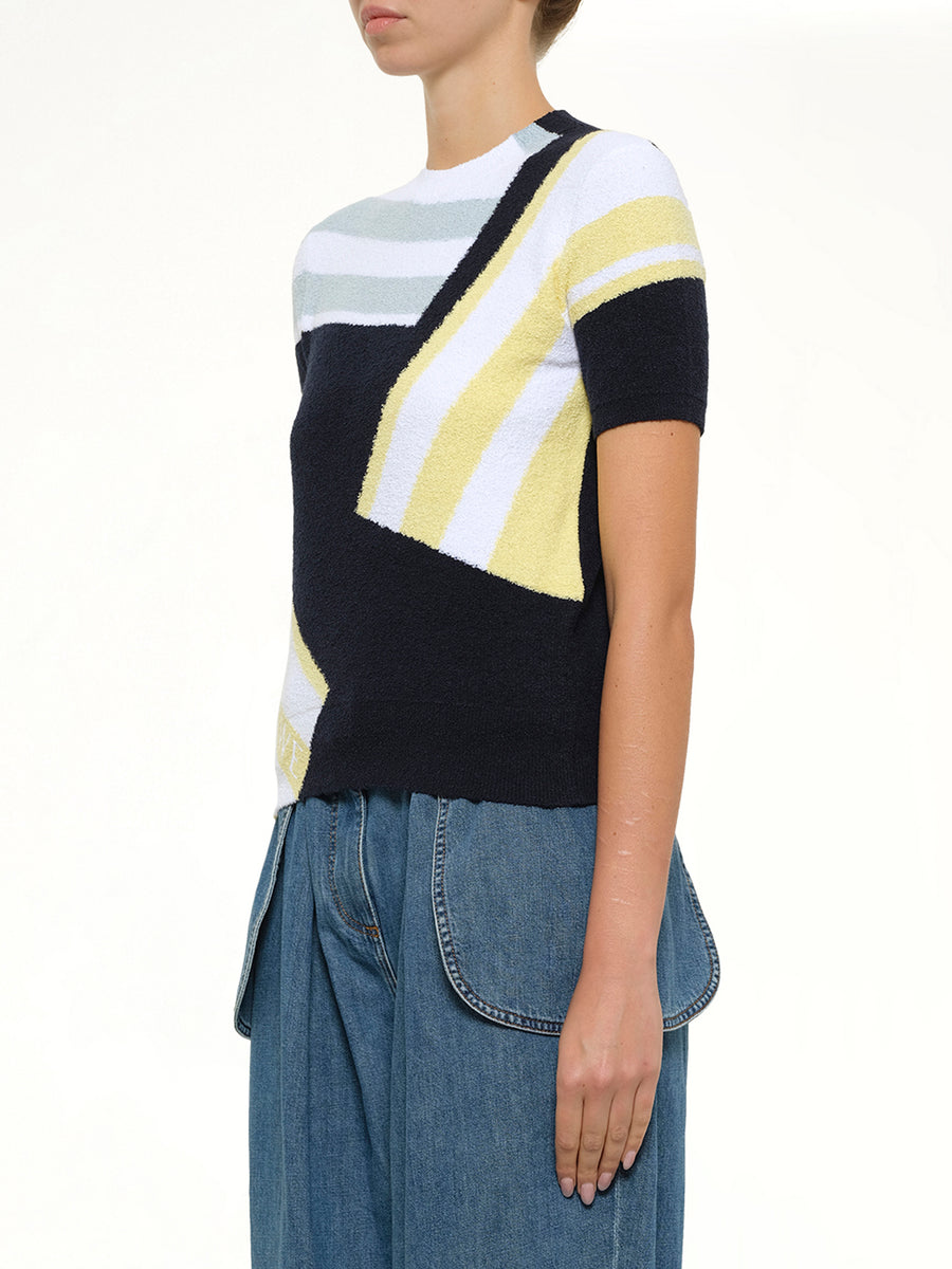 Short Sleeve Sweater in Blue/Multicolor