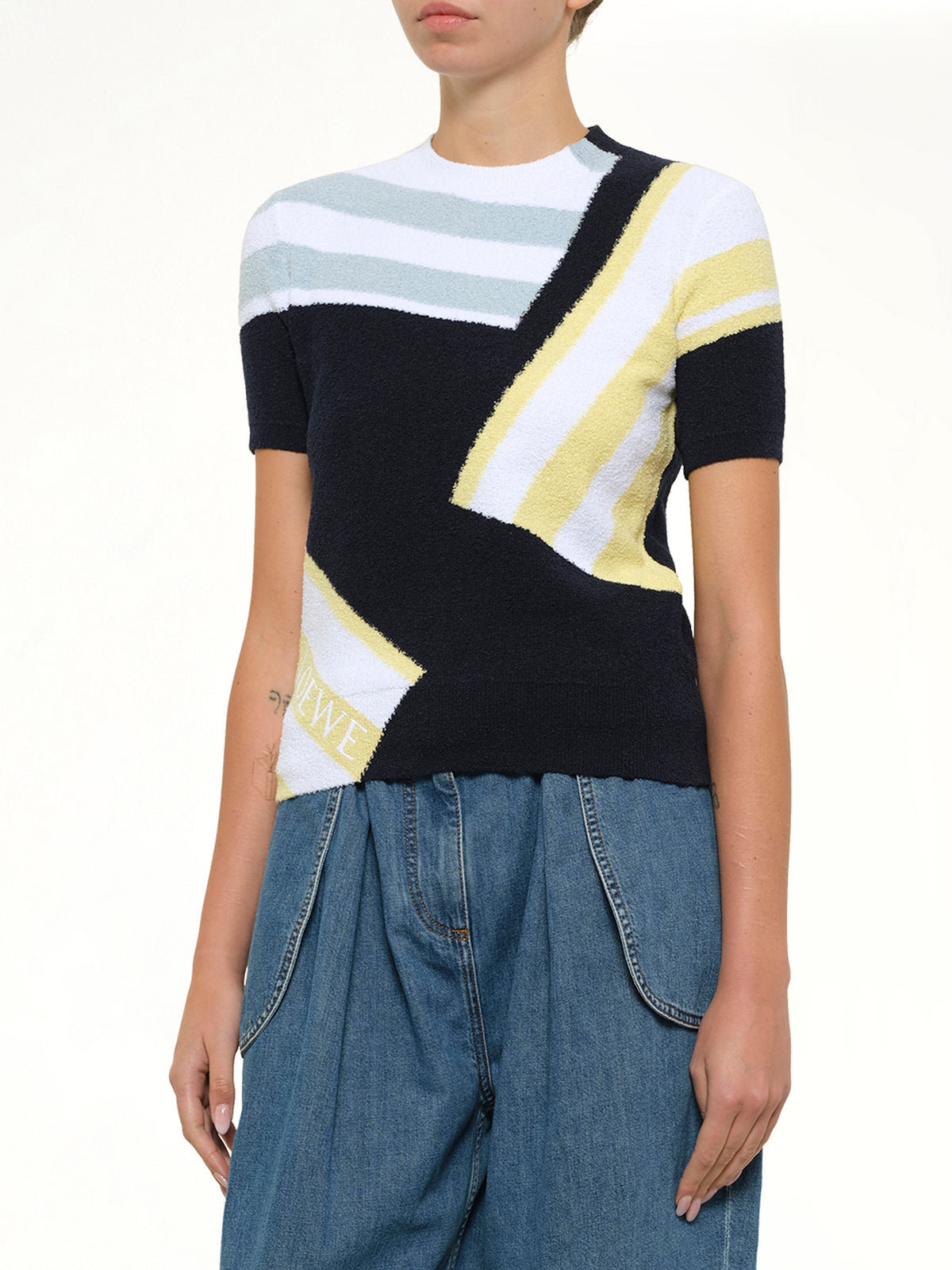 Short Sleeve Sweater in Blue/Multicolor