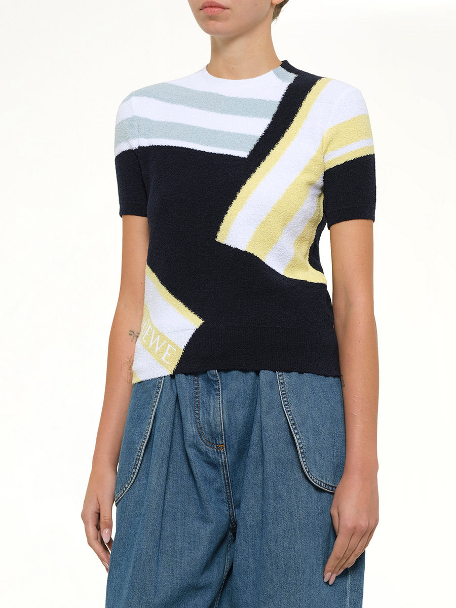 Short Sleeve Sweater in Blue/Multicolor