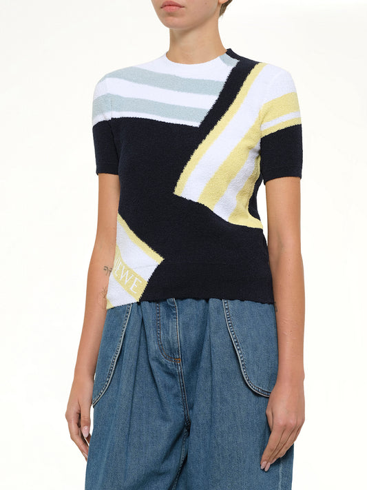 Short Sleeve Sweater in Blue/Multicolor