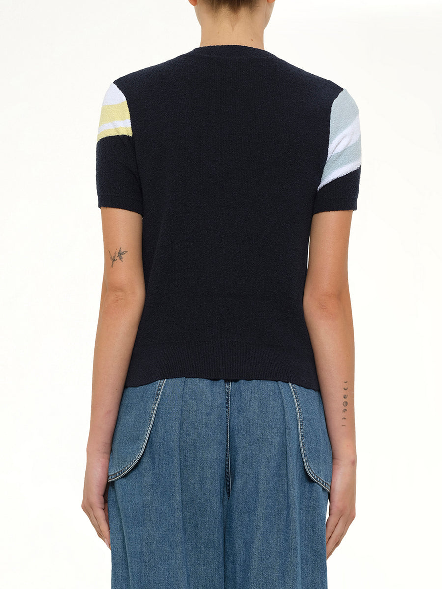 Short Sleeve Sweater in Blue/Multicolor