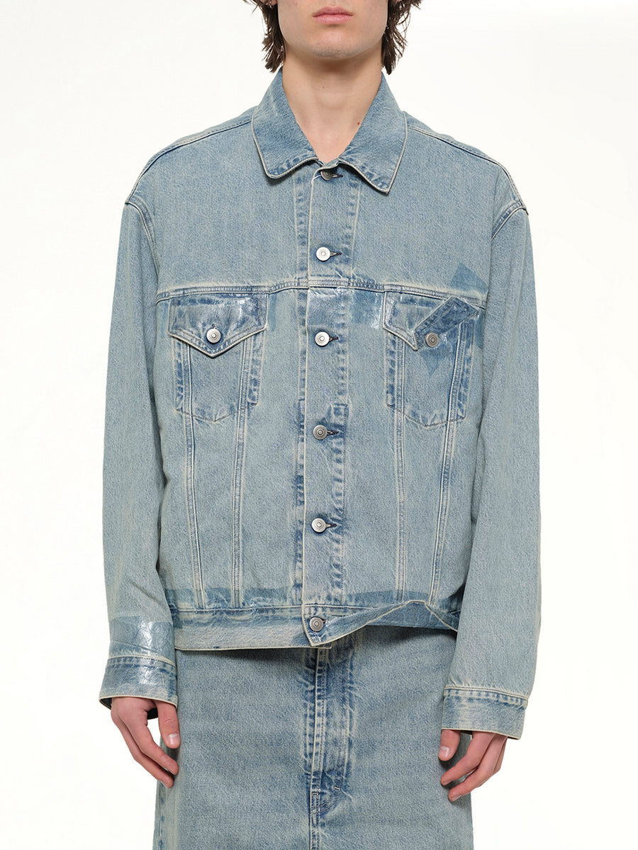 Tape Denim Jacket in Ice Blue