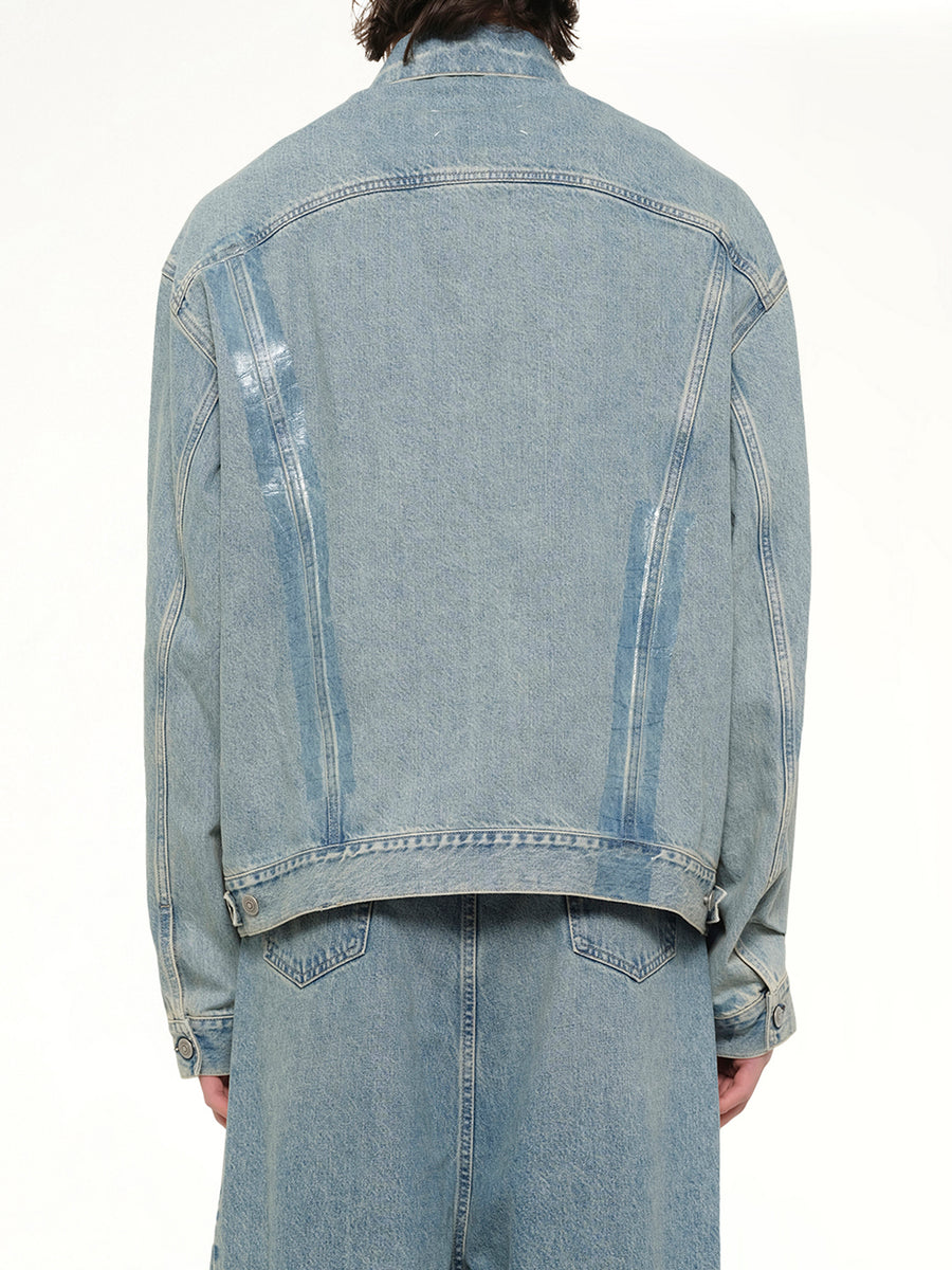 Tape Denim Jacket in Ice Blue