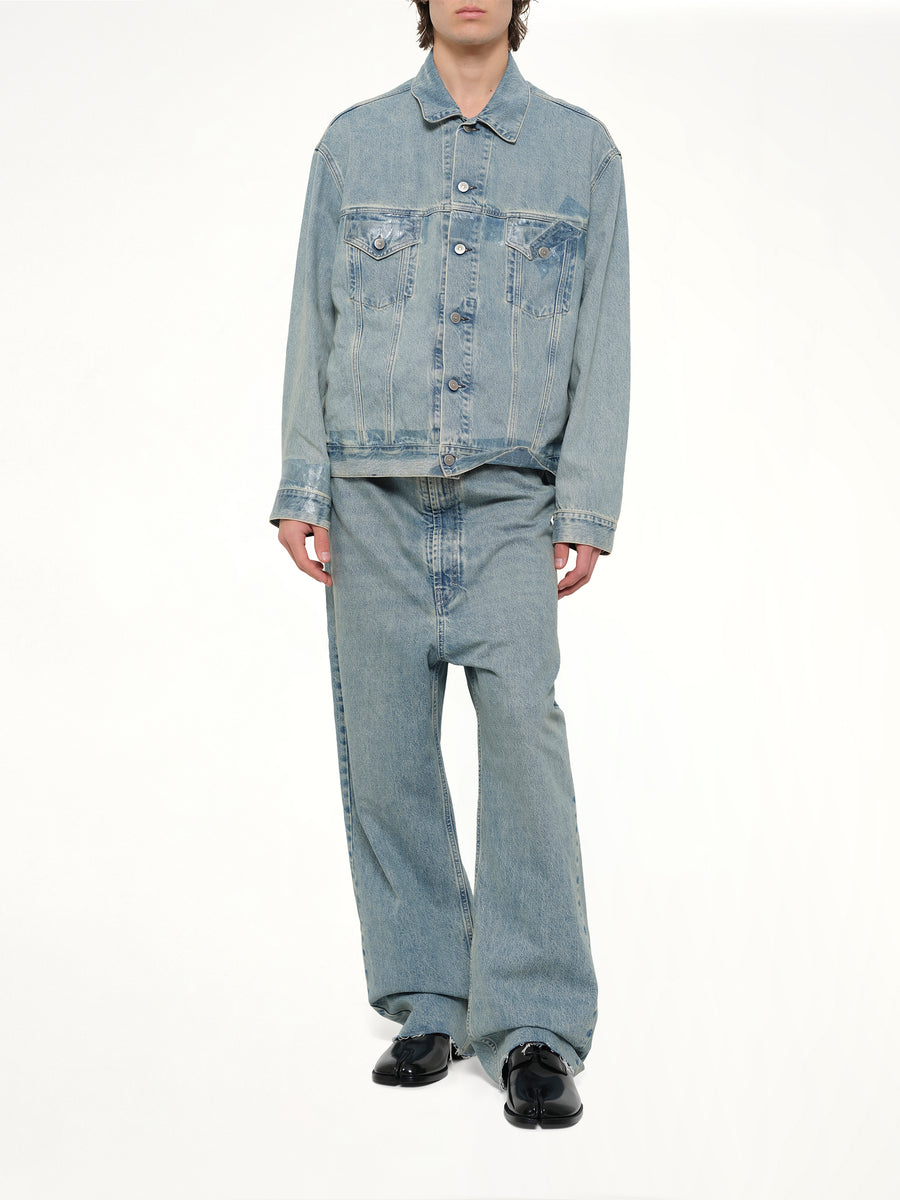 Tape Denim Jacket in Ice Blue