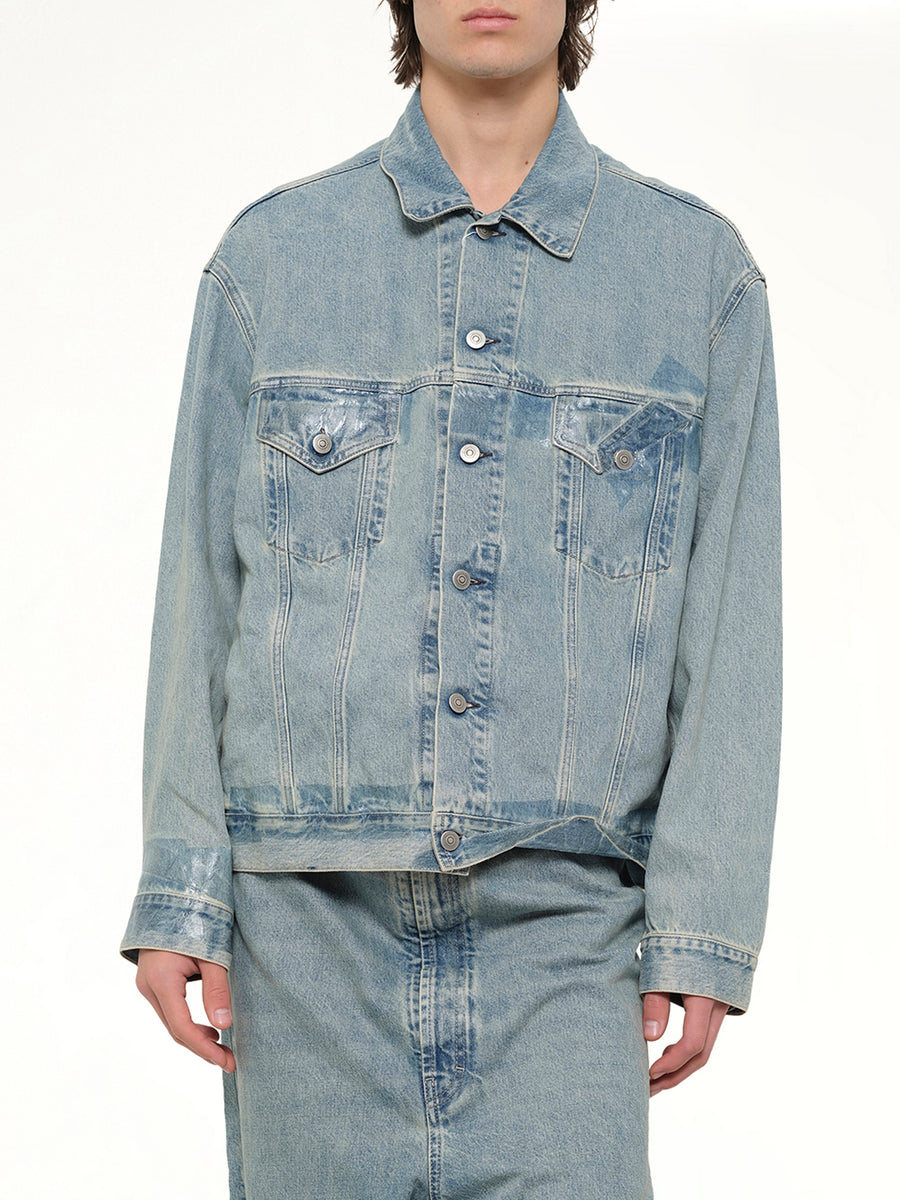 Tape Denim Jacket in Ice Blue
