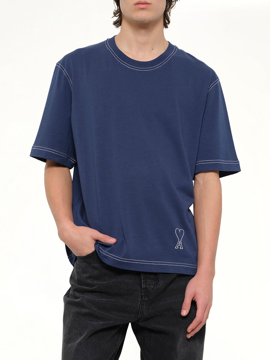 Topstitched ADC T-Shirt in Navy