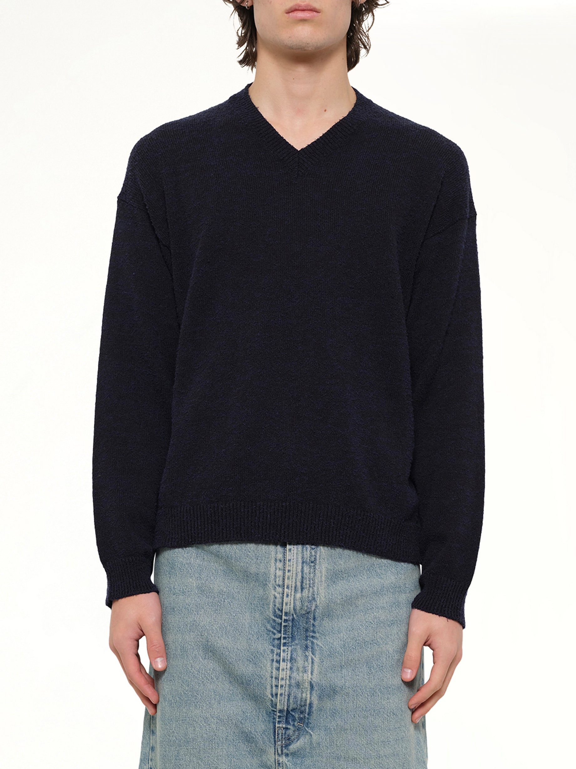 V Neck Cardigan in Blu/Black