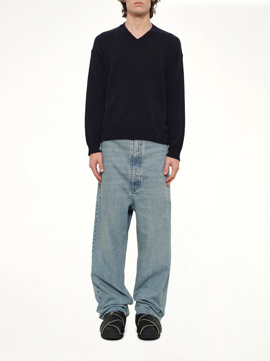 V Neck Cardigan in Blu/Black