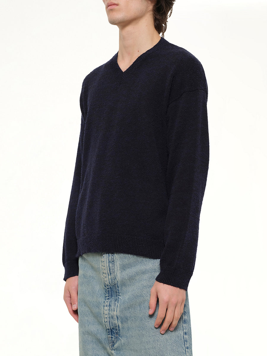 V Neck Sweater in Blu/Black