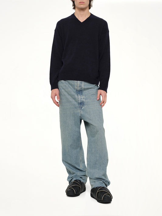 V Neck Cardigan in Blu/Black