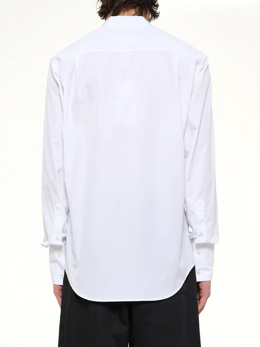 V Neck Long Sleeved Shirt in White