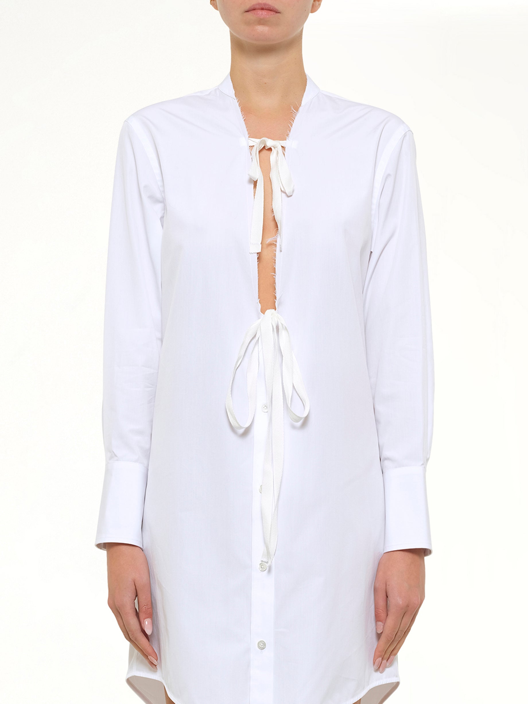 V Neck Midi Dress in White
