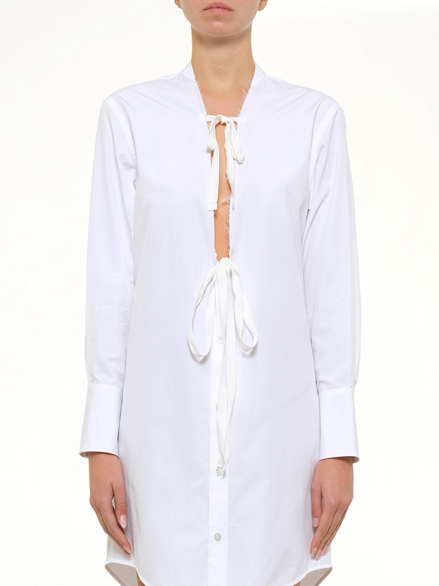 V Neck Midi Dress in White