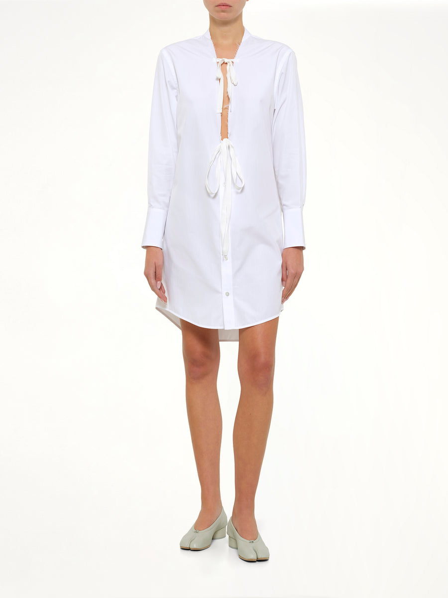 V Neck Midi Dress in White