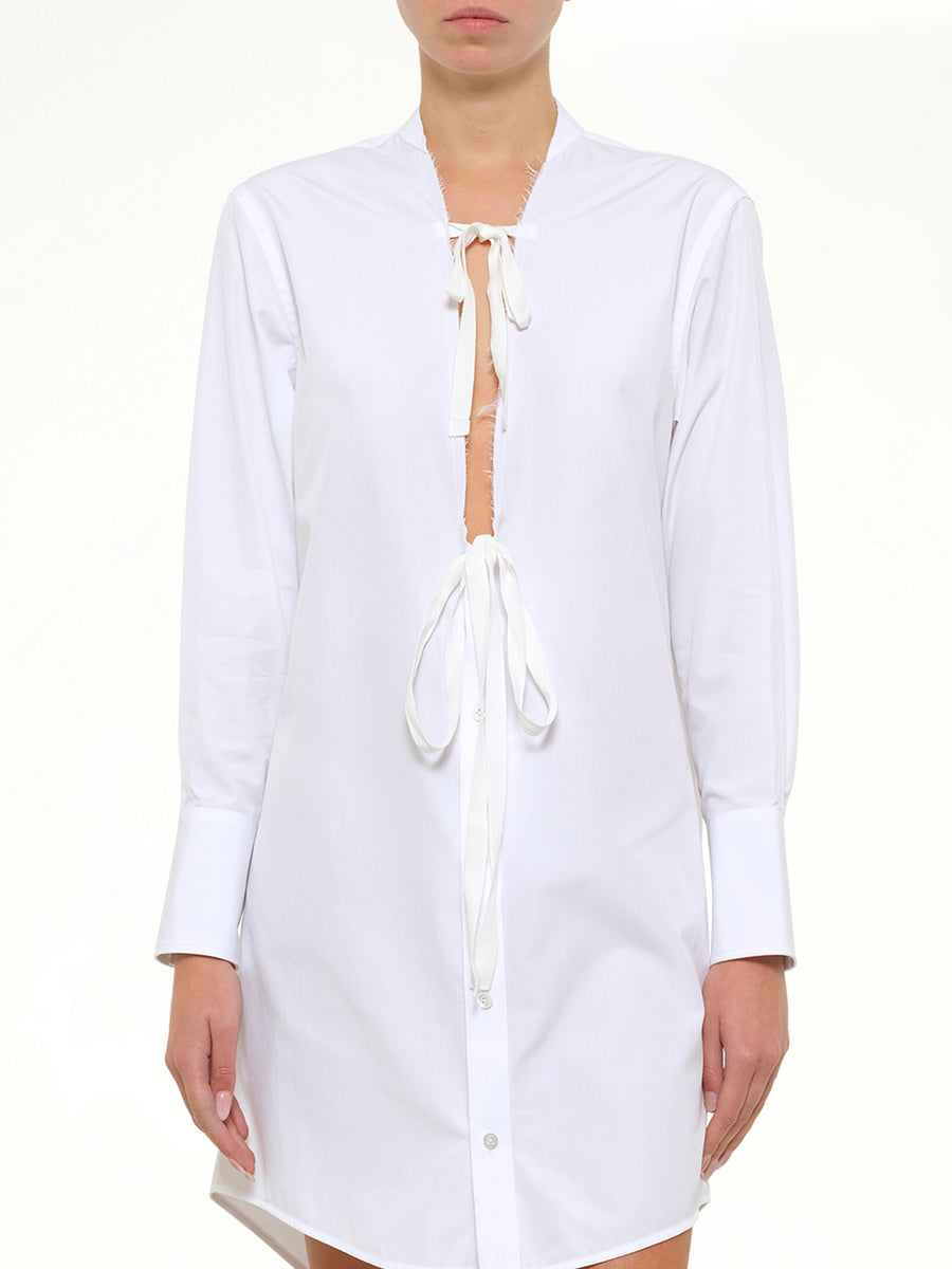 V Neck Midi Dress in White