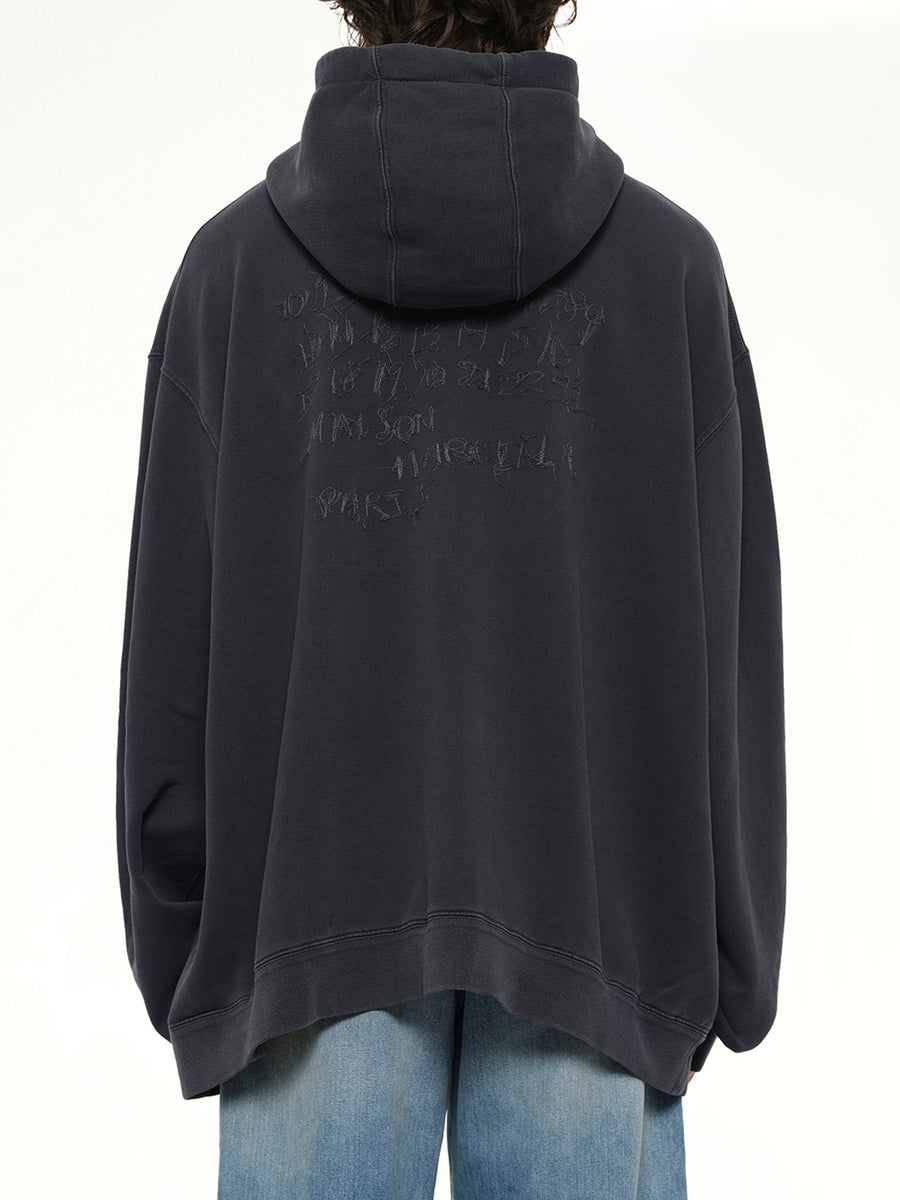 Zip Hoodie in Washed Black