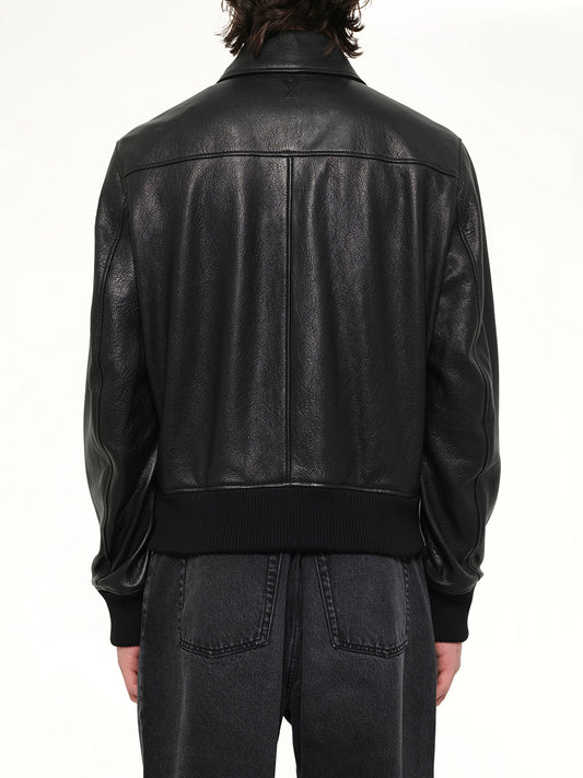Zipped Leather Jacket in Black
