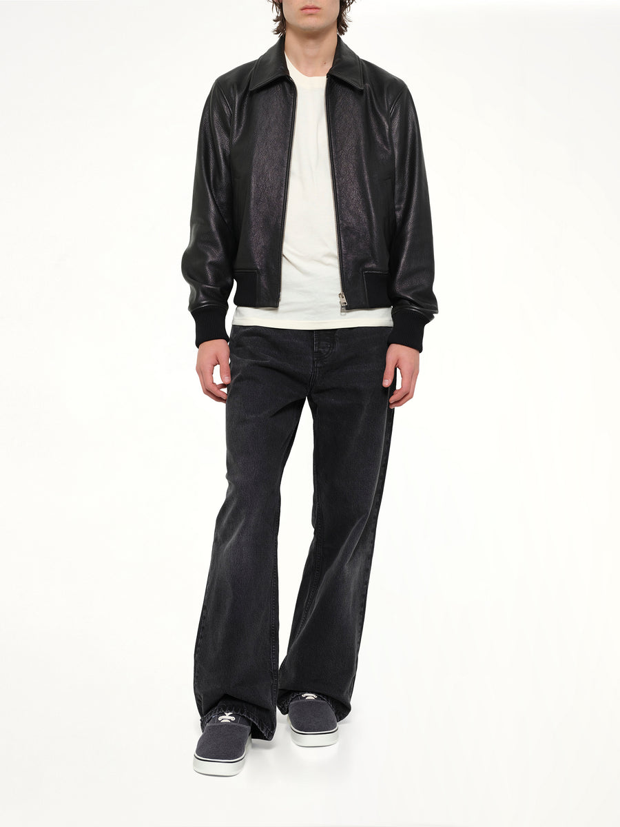 Zipped Leather Jacket in Black